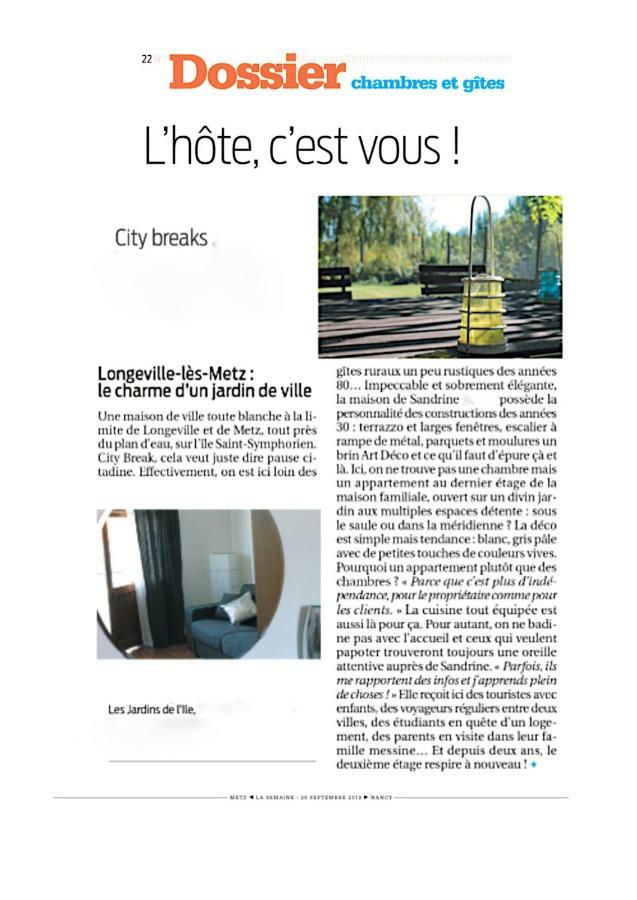 Ferienwohnung Les Jardins De L'Ile Longeville-les-Metz Exterior foto